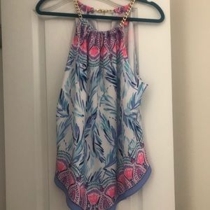 EUC Lilly Pulitzer Sea Linen Halter Tank XL